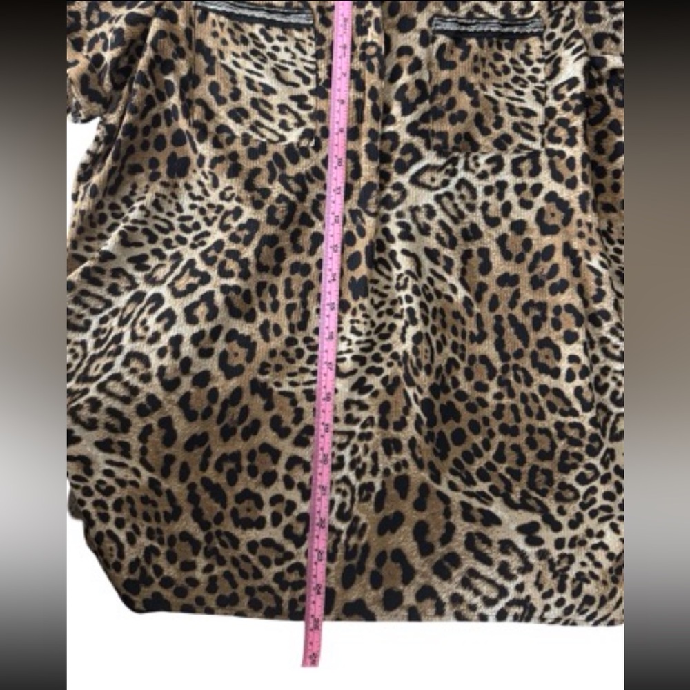 Roz & Ali Leopard Print Short Sleeve Blouse XL | Brown & Black - Picture 4 of 6